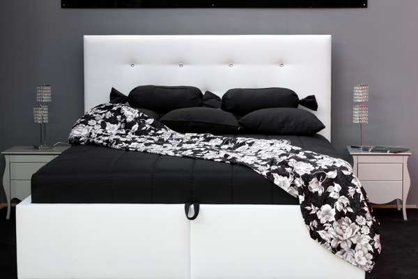 Black and white bed