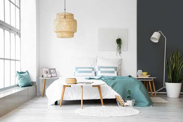 Black and white bedroom nightstand